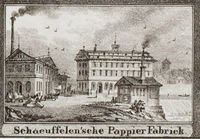 Papierfabrik Schaeuffelen
Lithographie der Gebrüder Wolff
(Stadtarchiv Heilbronn E005-3003)