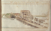 Die Schiffsbrücken über den Neckar; 1691
(Fabersche Chronik; Stadtarchiv Heilbronn E010-11)