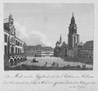 „Der Markt mit der Hauptkirche und dem Rathhaus zu Heilbronn“; 1795
Stich von Carl Lang