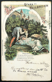 Postkarte mit der Holunderstrauch-Szene; 1898
(Stadtarchiv Heilbronn F003-5220)