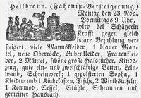 Anzeige im Heilbronner Intelligenzblatt
(Stadtarchiv Heilbronn)