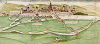 Heilbronn von Westen; um 1554
Aquarellierte Federzeichnung
(Stadtarchiv Heilbronn E005-533)