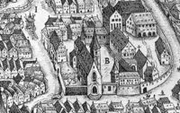 Deutschordenskirche; 1658
Stadtansicht von Johann Sigmund Schlehenried (Ausschnitt)
(Stadtarchiv Heilbronn)