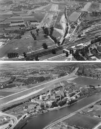 Der Bau des Neckarkanals; 1931 (oben), 1933 (unten)
(Stadtarchiv Heilbronn)