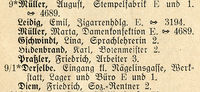 Ausschnitt aus dem Heilbronner Adressbuch 1936 mit den Bewohnern des Hauses Fleiner Str. 9.
(Stadtarchiv Heilbronn)