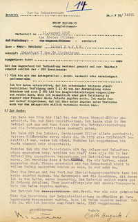 Schriftliche Aussage von Auguste Barth im Rahmen des Lastenausgleichs; 1957
(Stadtarchiv Heilbronn B073-14280)