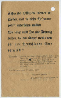 Propaganda-Flugblatt der Alliierten; 1940
(Stadtarchiv Heilbronn)