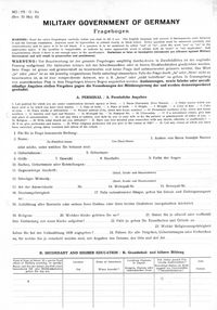 Der Fragebogen der US-Militärregierung; 1946
(Stadtarchiv Heilbronn)